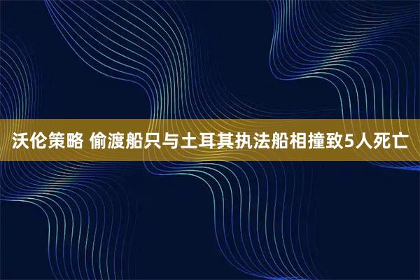 沃伦策略 偷渡船只与土耳其执法船相撞致5人死亡